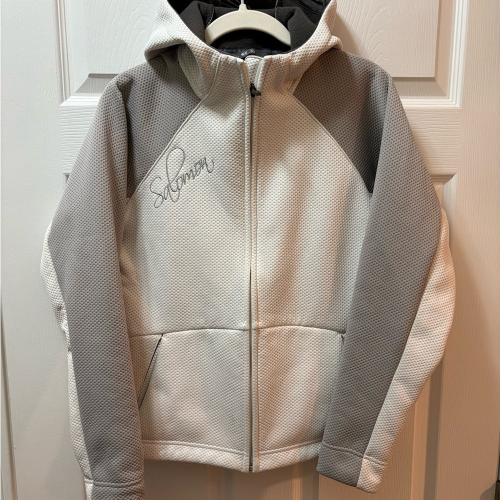 Salomon women’s Gray and White fleece Hoodie